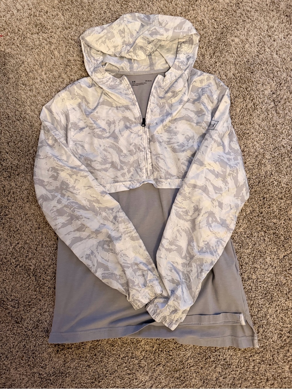 Under Armour Light Gray Camo Half-Zip Hooded Pullover